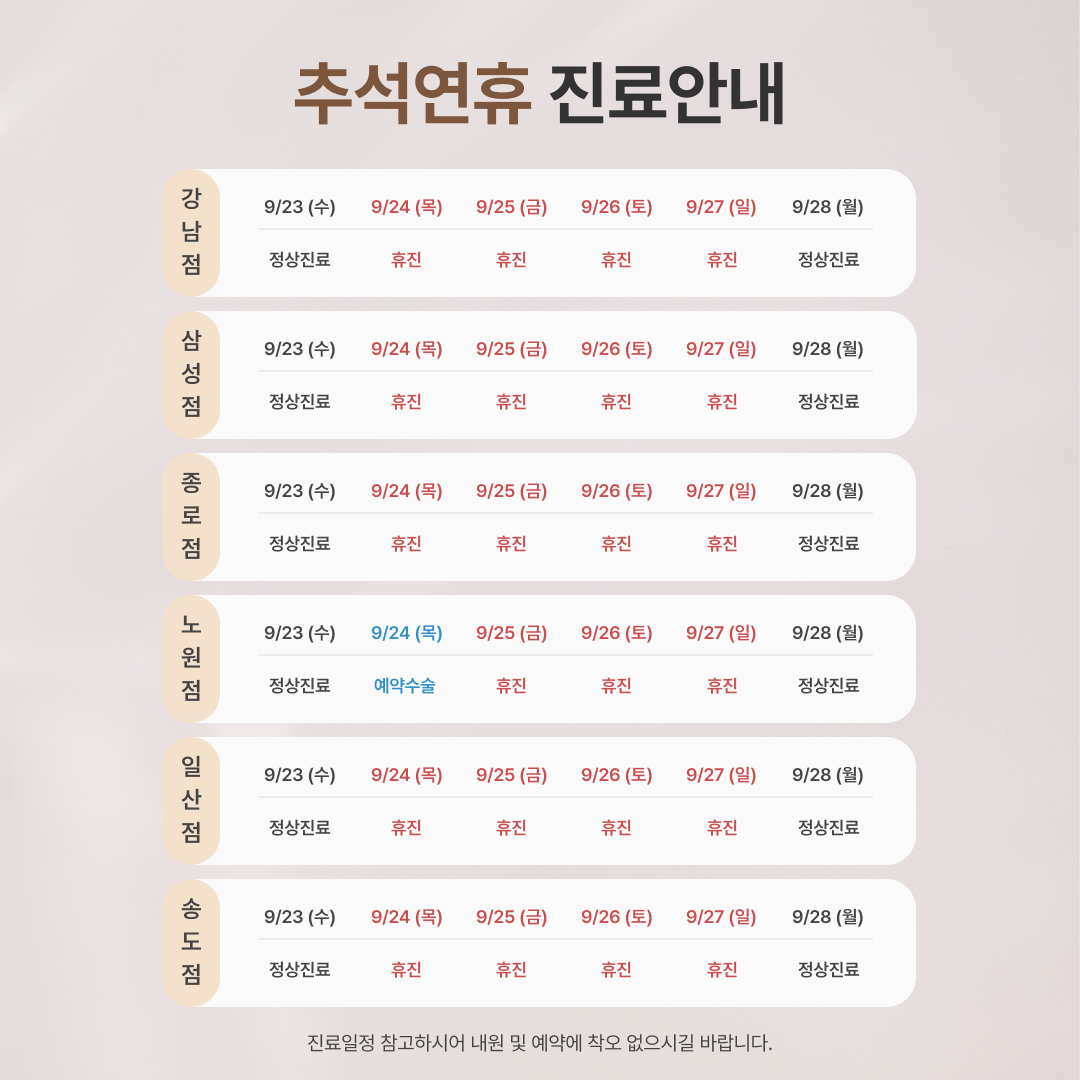 2026 추석 연휴 진료안내